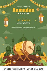 Celebración de Ramadán. Fondo de Ramadán. 10 de marzo. Plantilla de diseño de ilustración vectorial para póster, banner, flyer, tarjeta, poste, cubierta, postal. Ramadán Kareem. Ramadán Mubarak. Saludo islámico.