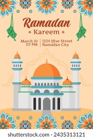 Ramadan-Feier. Ramadan-Hintergrund. 10. März. Vektor-Illustration Design-Vorlage für Poster, Banner, Flyer, Karte, Post, Cover, Postkarte. Ramadan Kareem. Ramadan Mubarak. Islamischer Gruß.