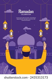 Ramadan Celebration. Ramadan background. March 10. Vector illustration design Template for Poster, Banner, Flyer, Card, Post, Cover, Postcard. Ramadan Kareem. Ramadan Mubarak. Islamic greeting.