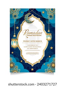 ramadan celebration vertical poster template, vector illustration