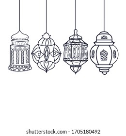 Ramadan celebration vintage engraved illustration, hand drawn