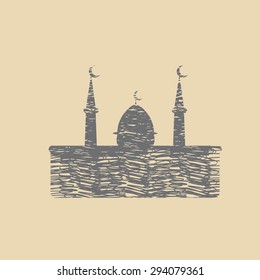 Ramadan celebration vintage engraved illustration