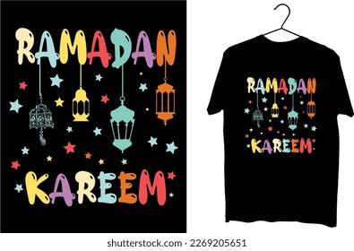 ramadan is a chance to build your eman Ramadan kareem islamic tshirt design modern and trendy style mosque symbol concept premium vector