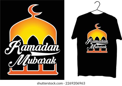 Ramadan bietet Ihnen die Möglichkeit, Ihr Eman Ramadan Kareem islamic T-Shirt Design zu bauen, das moderne und trendige Moschee-Symbol-Konzept Premium Vektor