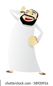 Ramadan Character: "Wake Up" Mesaharati Man-vector