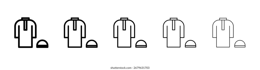 Logotipo do ícone de roupas do Ramadã na coleção de linhas de traçado