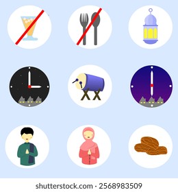 ramadan colorful circle icon set