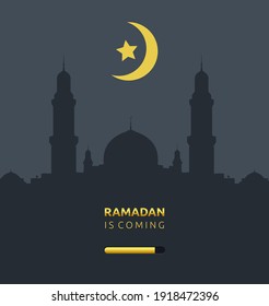 Ramadan is coming with loading bar vector illustration