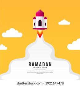 Ramadan is coming. A rocket shaped like a mosque is on its way