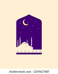 Ramadan concept in flat style for print and design. Vector illustration.