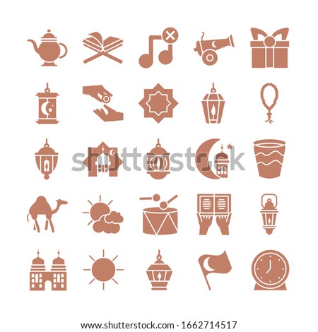 ramadan concept of icons set over white background, silhouette style, vector illustration