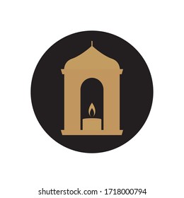 concepto ramadán, icono de linterna islámica sobre fondo blanco, estilo de línea de bloque, ilustración vectorial