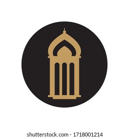 Radan-Konzept, islamische Moschee-Symbol auf weißem Hintergrund, Blockzeilenstil, Vektorgrafik