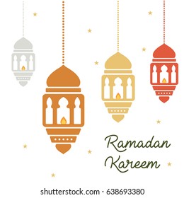 Ramadan concept. Ramadan kareen lanterns holiday with lettering isolated