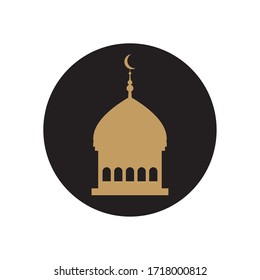 concepto ramadan, icono de la cúpula de la mezquita sobre fondo blanco, estilo de línea de bloque, ilustración vectorial