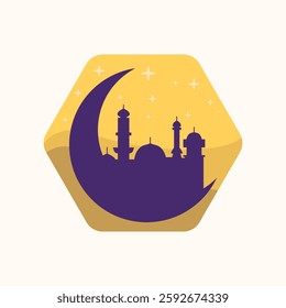 ramadan concept mosque vintage logo vector minimalist illustration design, ramadan moment islamic symbol design