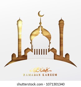 Ramadan, Creative design greeting card, banner, poster. Arabic calligraphic text of Ramadan Kareem.  
