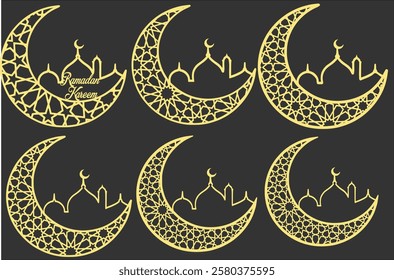 Ramadan crescent, Ramadan holy, black background gold color acquittal, Kadir night, Miraj,