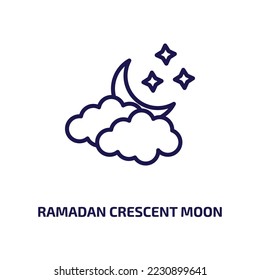 ramadan crescent moon icon from religion collection. Thin linear ramadan crescent moon, ramadan, moon outline icon isolated on white background. Line vector ramadan crescent moon sign, symbol for web 