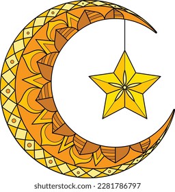 Ramadan Crescent Moon Lantern Cartoon Clipart 