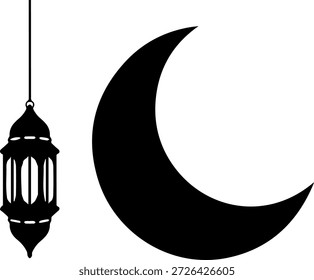 Ícone de lua crescente e lanterna do Ramadã