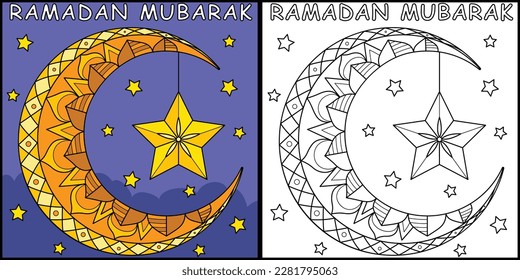 Ramadan Crescent Moon Lanterns Illustration