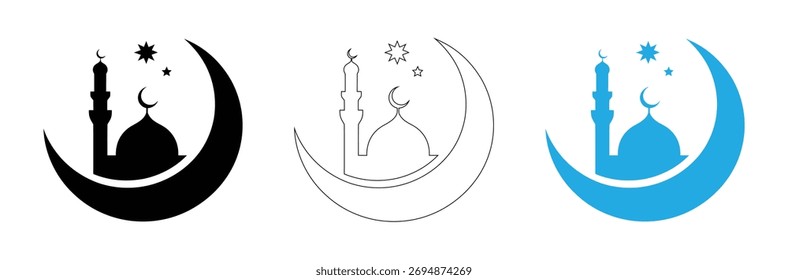 Ramadan crescent moon mosque design for holiday celebrations