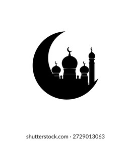 Ramadan Crescent Moon and Mosque Icons Collection – Islamic Flat Vector Illustrations