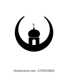 Ramadan Crescent Moon and Mosque Icons Collection – Islamic Flat Vector Illustrations