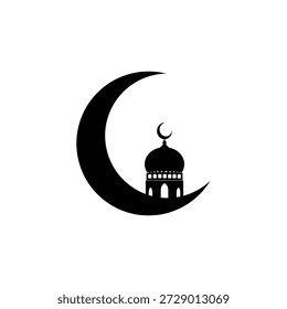 Ramadan Crescent Moon and Mosque Icons Collection – Ilustrações vetoriais planas islâmicas