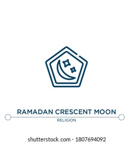 ramadan crescent moon outline vector icon. simple element illustration. ramadan crescent moon outline icon from editable religion concept. can be used for web and mobile
