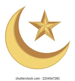 ramadan crescent moon and star icon