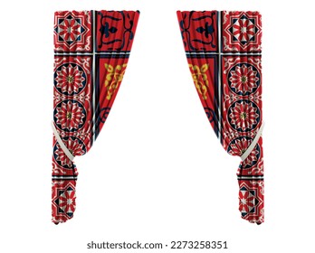 Ramadan curtain fabric red pattern isolated eps