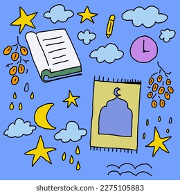 Ramadan daily activity doodle hand drawn