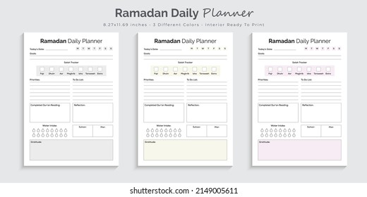 Ramadan daily planner logbook journal and tracker printable interior design template