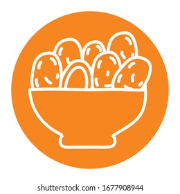 El Ramadán es la fecha del tazón estilo de línea de icono diseño ícono, religión musulmana islámica cultura creencia fe religiosa buena meditación espiritual y tema tradicional Ilustración vectorial