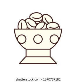 Ramadan dates bowl line style icon design, Islamic muslim religion culture belief religious faith god spiritual meditation and traditional theme Vector illustration