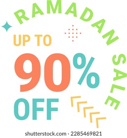 Ramadan Deals Green Banner with Arabic Calligraphy and Up to 90% Off on All Products