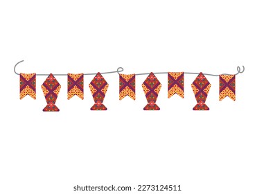 RAMADAN DECORATION RIBBON DESIGN WITH RAMADAN ORNAMENT VINTAGE STYLE VECTOR ART READY FOR PRINT 