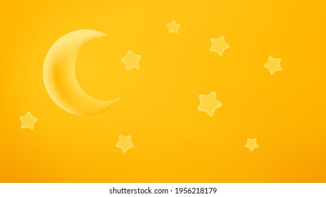 Decoración de Ramadán. Banner vectorial con luna y estrellas ю ilustración del efecto plasticina