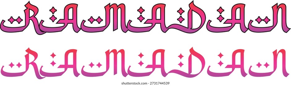 Diseño de texto decorativo de Ramadán en elegante estilo de caligrafía islámica. Letras estilizadas adecuadas para imágenes de celebración religiosa y diseños de saludo. Ideal para Anuncios festivos, tarjetas y eventos culturales 