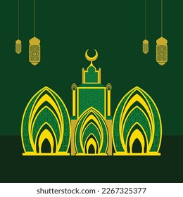 Ramadan design with green background for your social media content
