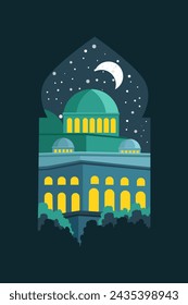Ramadan Design Mosque Flat Illustration
