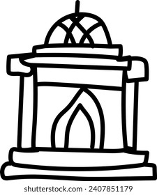 Ramadan design, Vector line drawing of Islamic ornament, Islamic festival single line draw vector illustration, Ramadan Kareem greeting card 