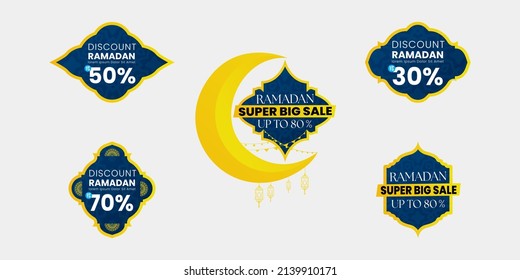 Ramadan discount labels, suitable for product promotions and advertisements during ramadan