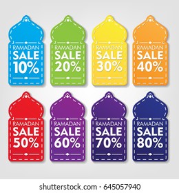 Ramadan Discount Tag Set. Sale Promotion with Mosque Dome Shape. Vector Design. Seasonal Event.