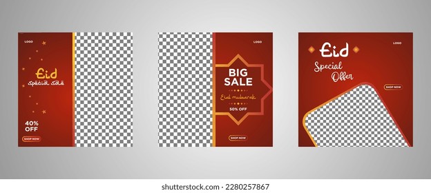 Ramadan discount template social media template set. Ramadan sale social media promotion for business. Copy space for discount tags or product promo content.