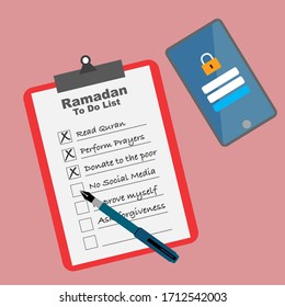 Ramadan To Do List - Smartphone on the table
