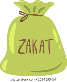 Ramadan Donations Zakat and Islamic Charity for the Less Fortunate. Islamic Zakat Bag Illustration for Ramadan Charity.