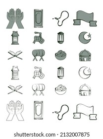 ramadan doodle art with color and without color